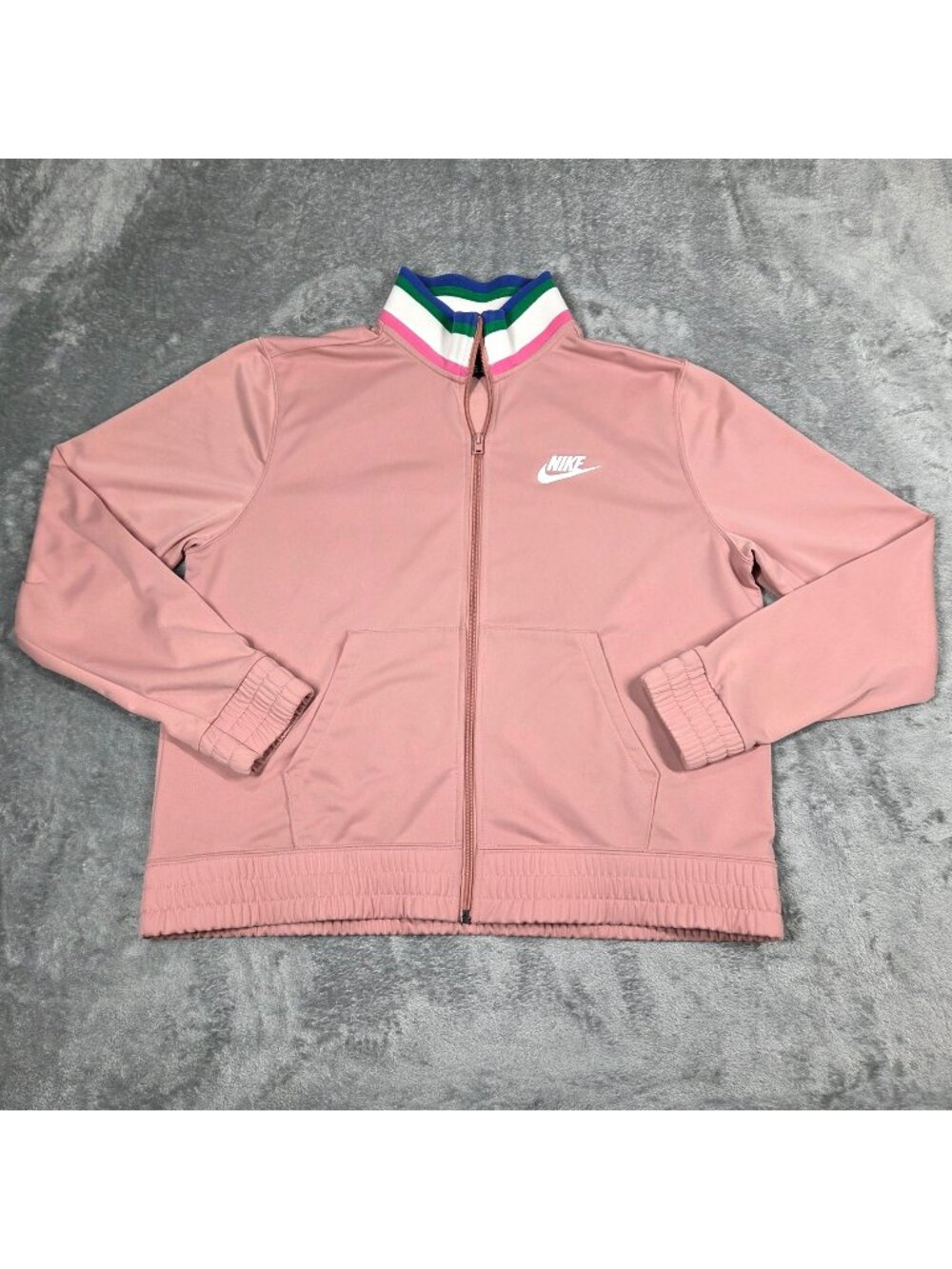 Nike Jacket Womens Large Pink Sportswear Essential Retro Track Preppy Zip Up